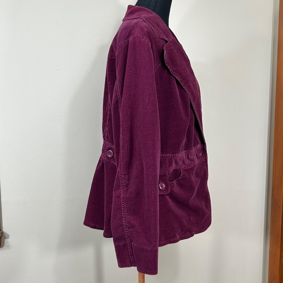 Sonoma Corduroy Fitted Violet Purple Burgundy Blazer Jacket Size 1X - Picture 2 of 14